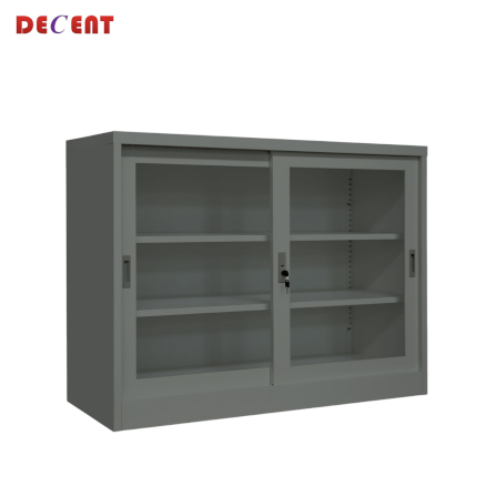 ตู้เอกสารเหล็กบานเลื่อน DECENT รุ่น FC-G2-4 สีเทา กระจกเตี้ย 120 ซม._3